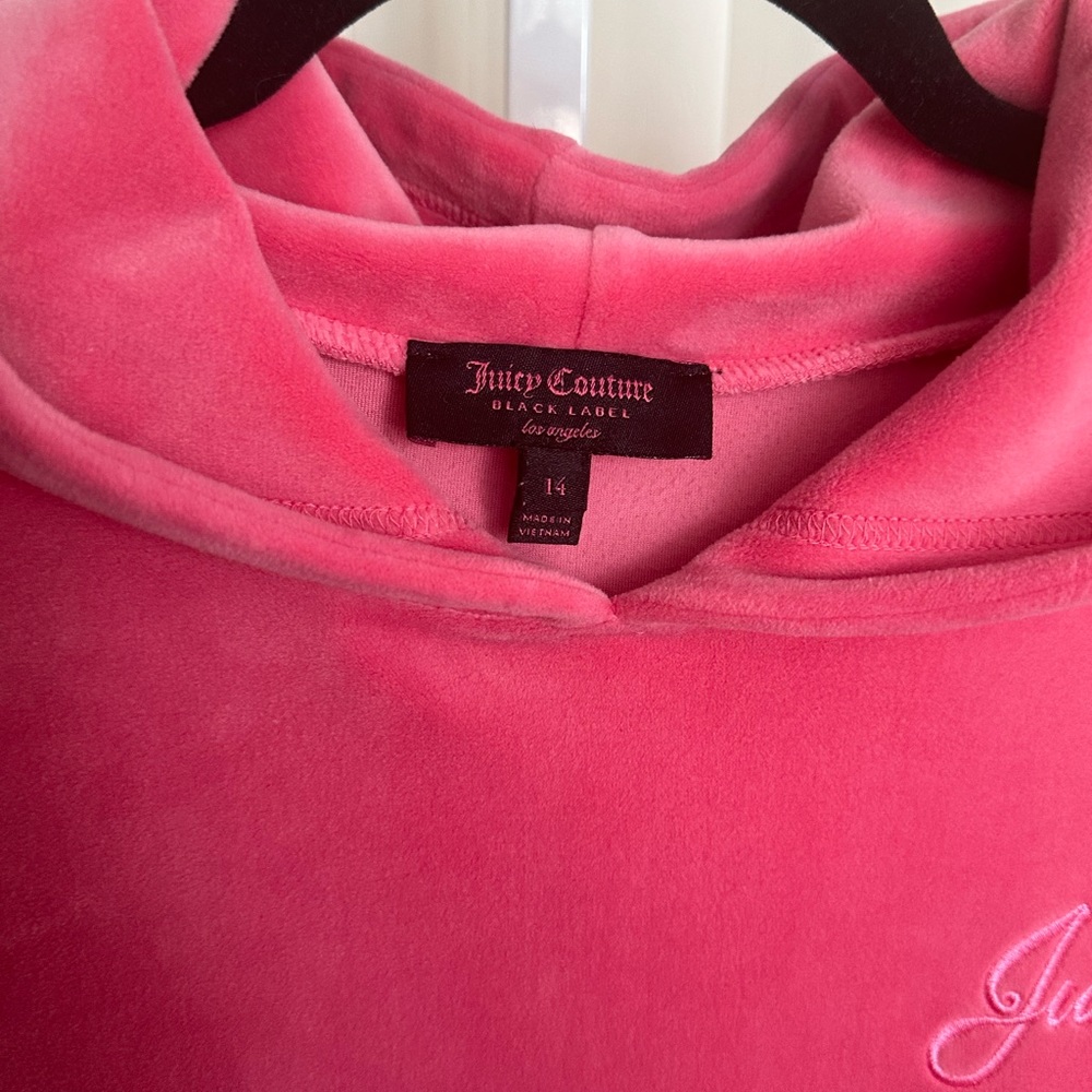 Juicy Couture Pink Velour Hoodie Dress Black Label Los Angeles Girls 14 - Picture 4 of 5